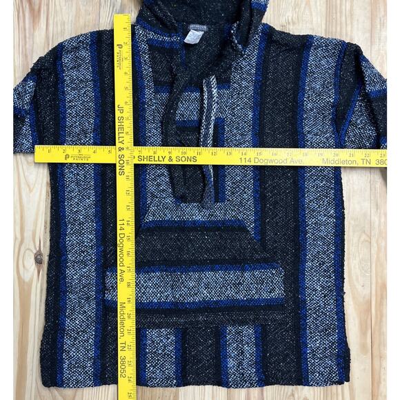 Earthbound Trading Co. Blue Black White Striped Drug Rug Hoodie Size S - Picture 5 of 6